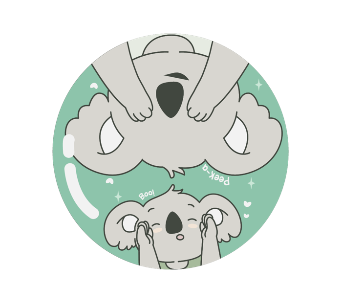 Koalas playing peekaboo